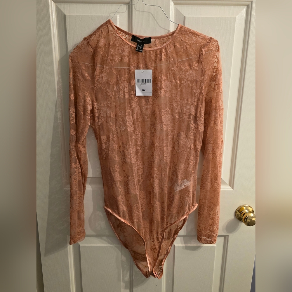 Forever 21 Lace Bodysuit - Peach